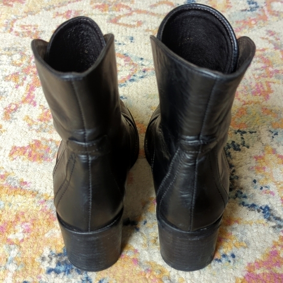 Latitude Femme Classic Genuine Leather Lace Up Block Heeled Ankle Boots Black 37 - Picture 5 of 16